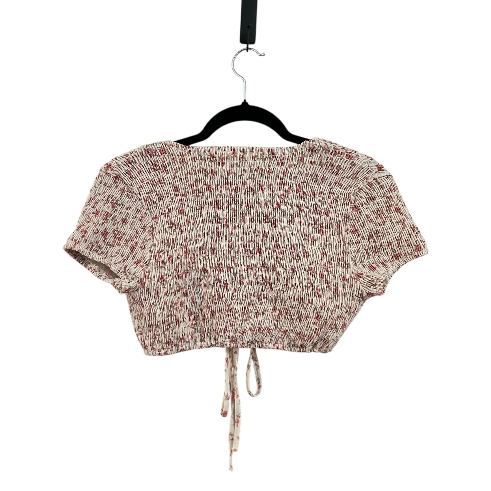 Princess Polly Quinn Floral Smocked Crop Swim Top Tie Front Short Sleeve Size 10 - Image 2