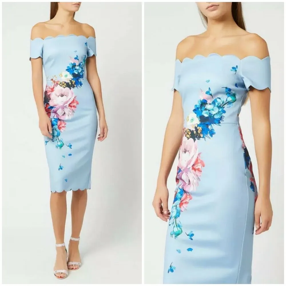 💕TED BAKER💕 Hailly Bardot Dress ~ Raspberry Ripple Print TB Size 4 = US 10 NWT - Image 7