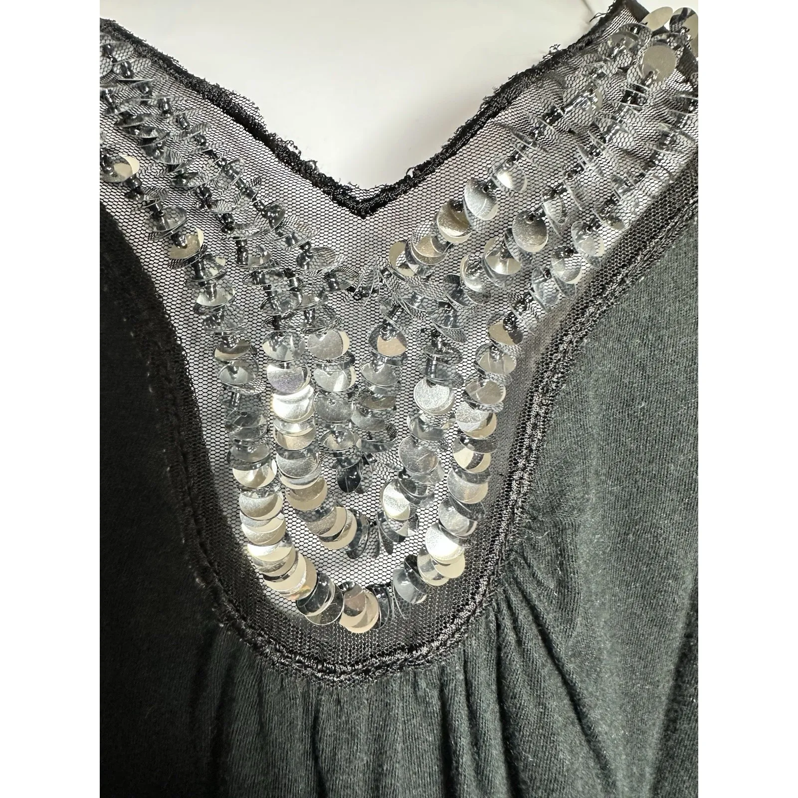 VTG The Limited Sequin Paillette Peplum Cami Top | Indie Sleaze Y2K Black M - Image 3