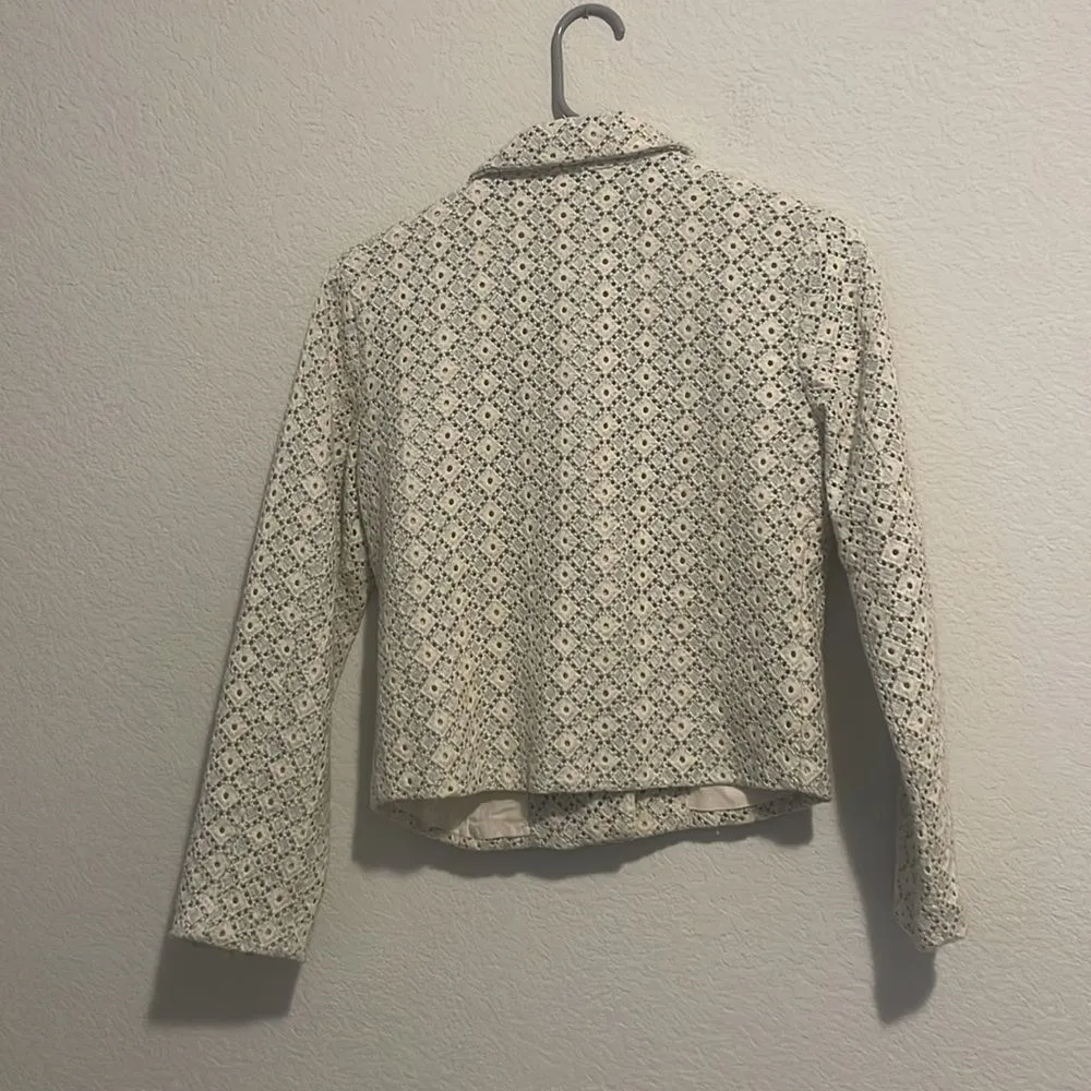 Anthropologie Dolan Left Coast Rossi Eyelet Moto Jacket Blue White Size XS - Image 4