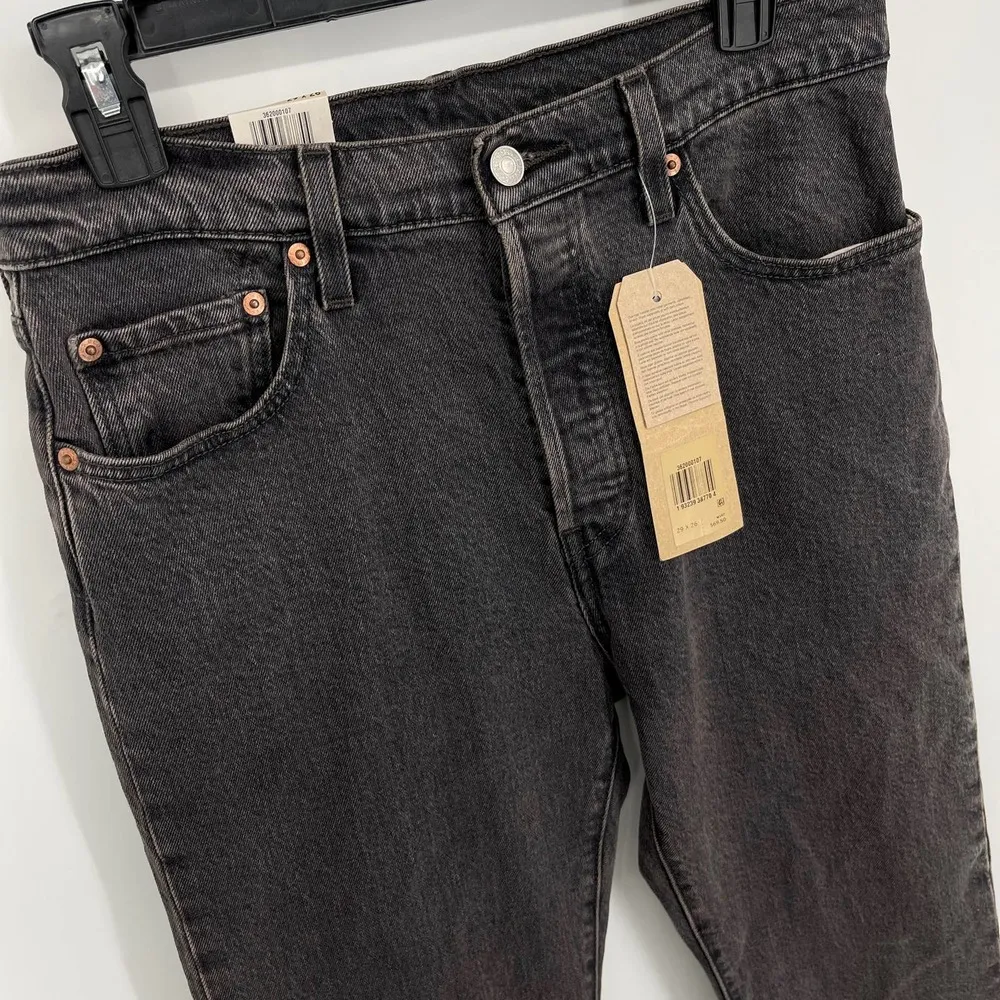 Levi's 501 Original Cropped High Rise Straight Button Fly Black Jeans Sz 29 - Image 8