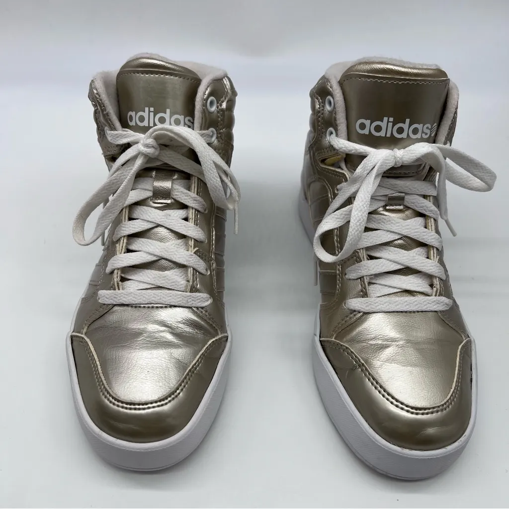 Adidas Neo Label Gold Metallic Leather Women’s High-Tops w/White Midsole-Sz 7.5 - Image 3