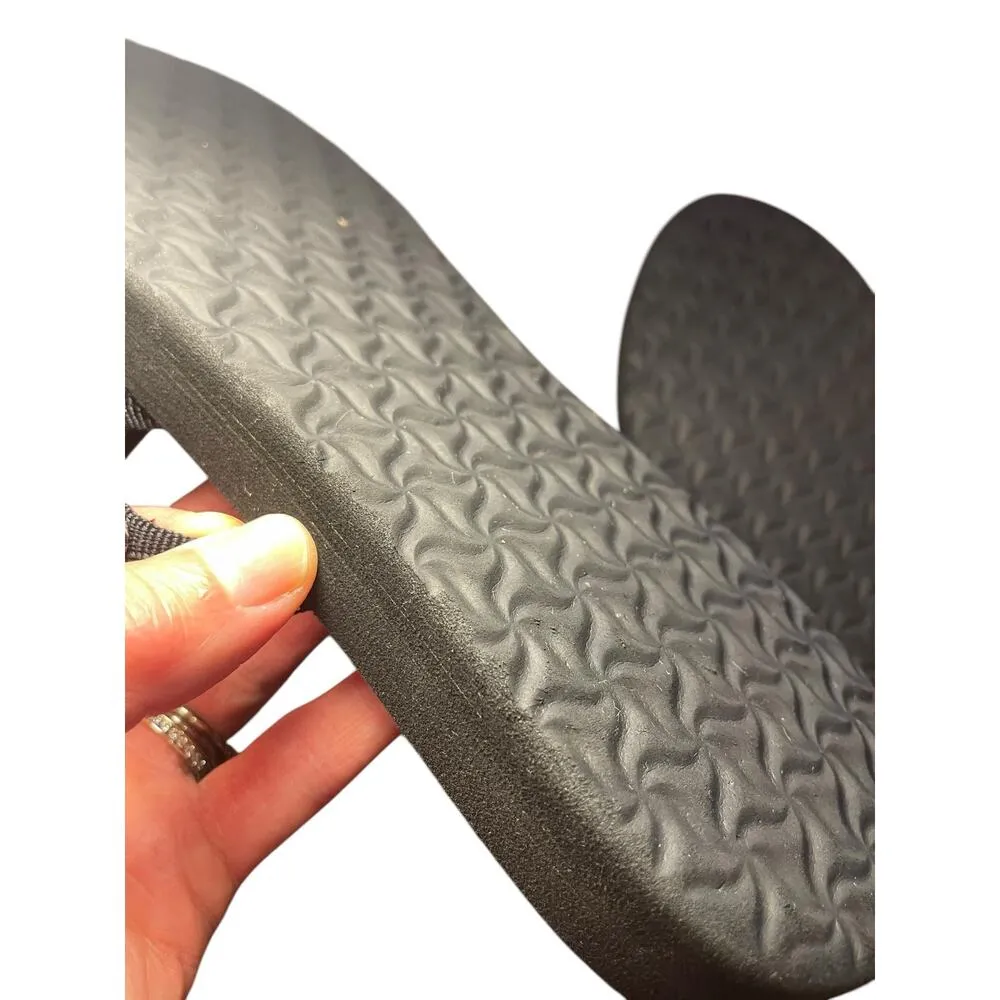 Teva Women 9 Black Thin Strap Canvas Sandals Mush Olowahu Slip-On Foam Flip Flop - Image 9