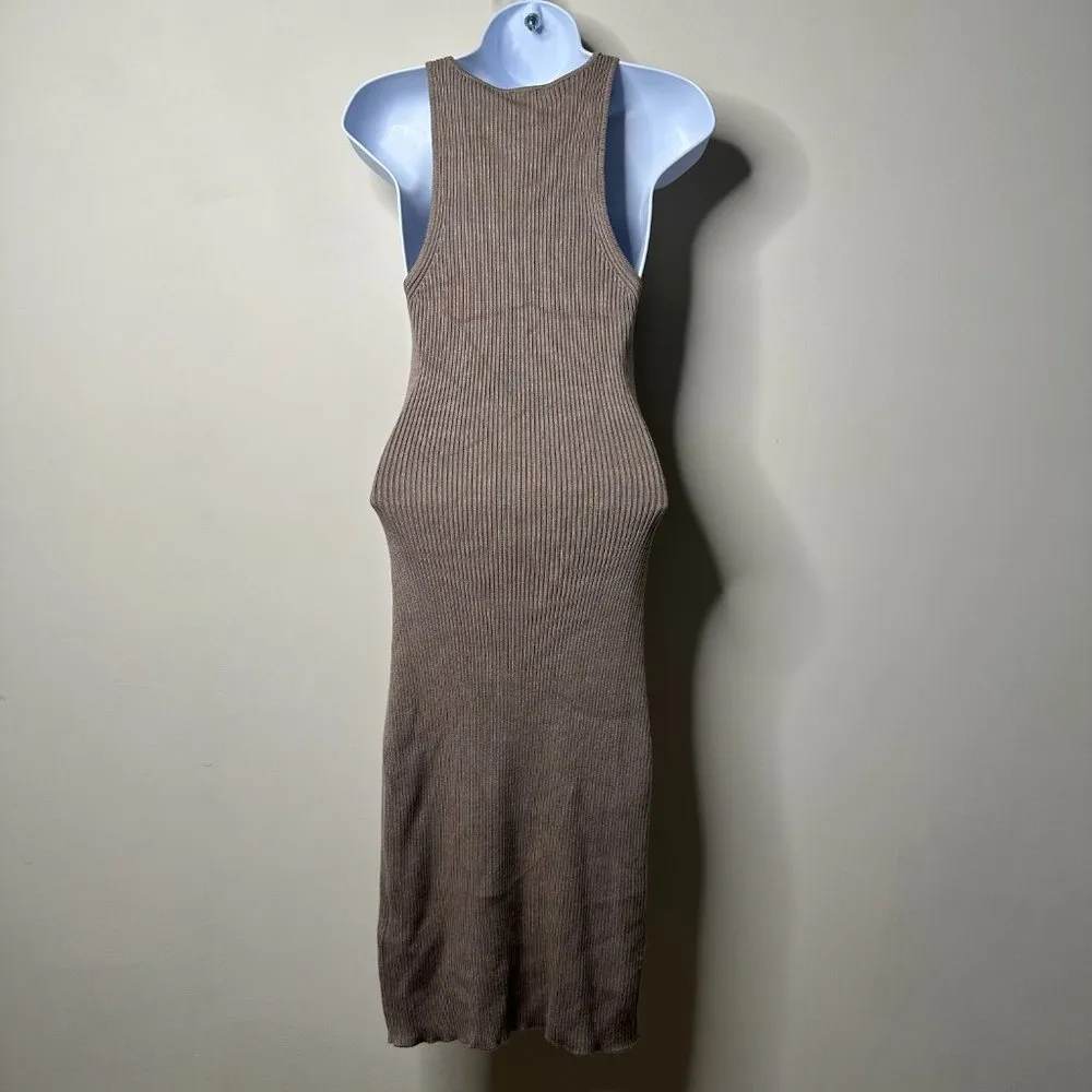 Abercrombie & Fitch Taupe Ribbed Sweater Dress Sleeveless Women's Small Tall - Image 4