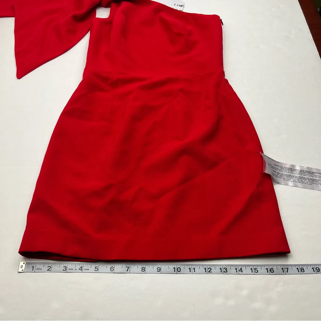 Dress the‎ Population Tiff One Shoulder Mini Dress Womens SZ Small Rouge Red NEW - Image 10