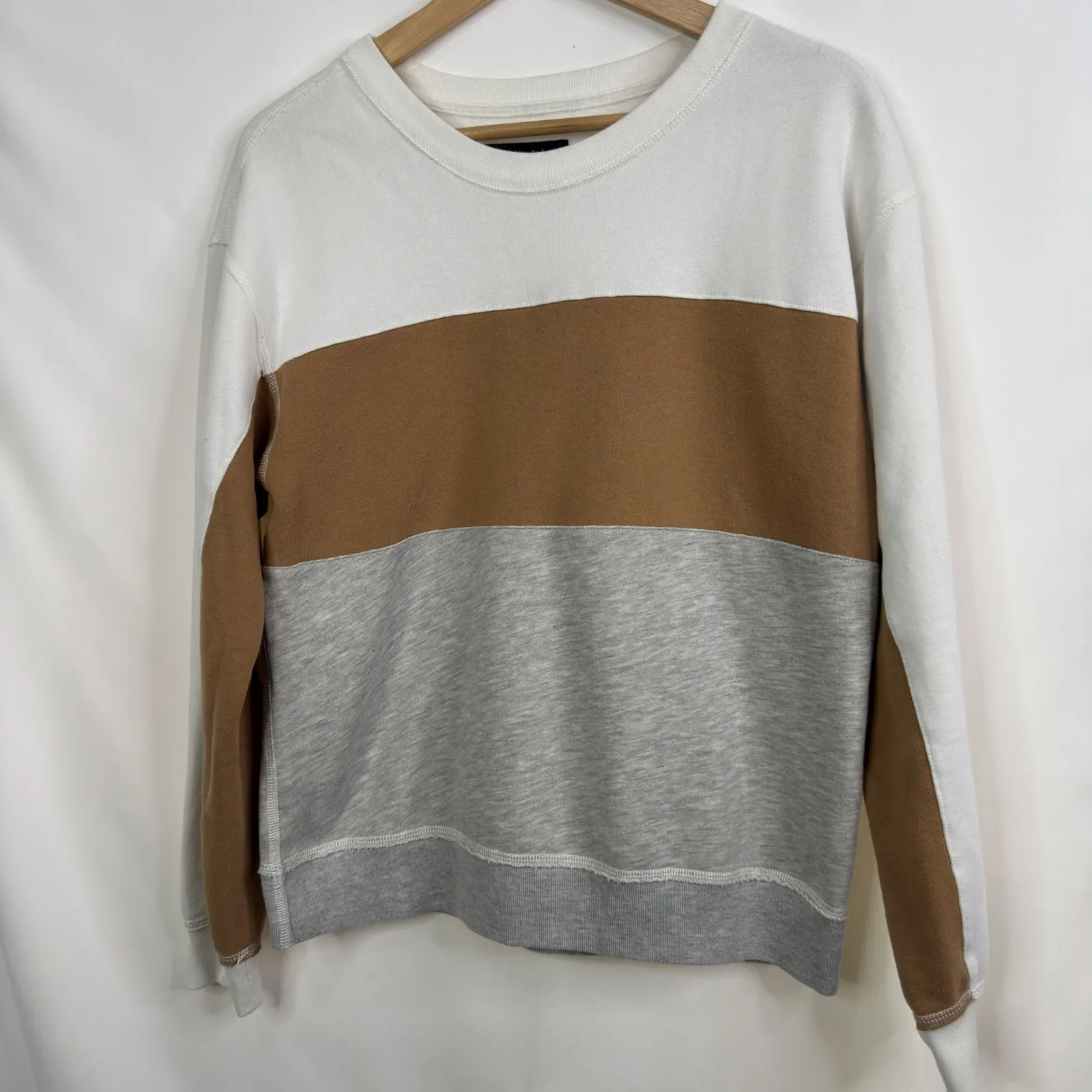 Abercrombie Fitch Soft Fleece Colorblock Crewneck Sweatshirt Womens Small - Image 4