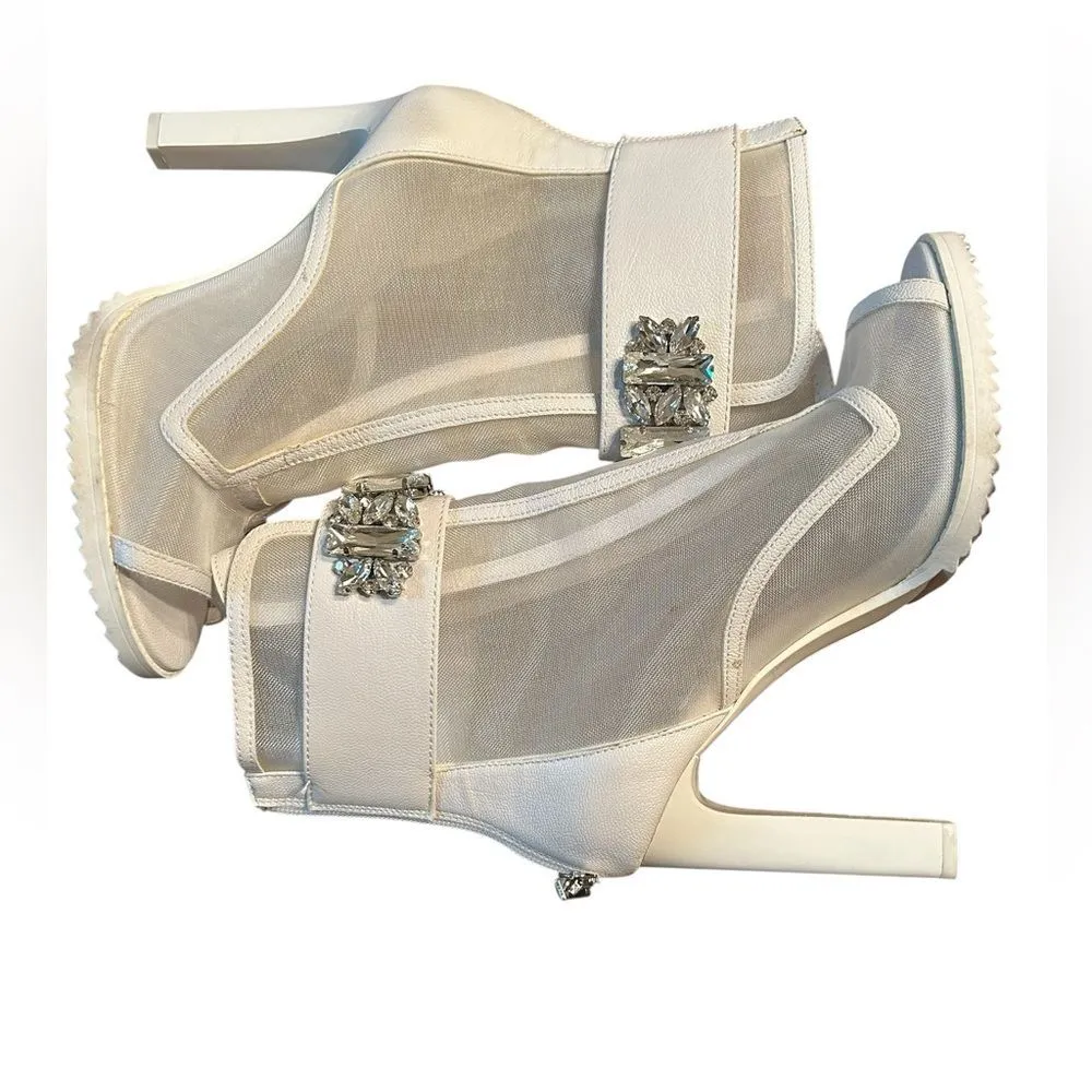 Karl Lagerfeld White Open Toe Ankle Booties(Size 7M ) - Image 4
