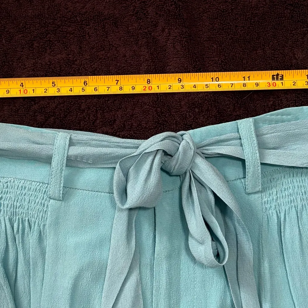 Show Me Your MuMu High Waist Shorts Belted Pleated Pockets Teal Flowy Boho - Image 4