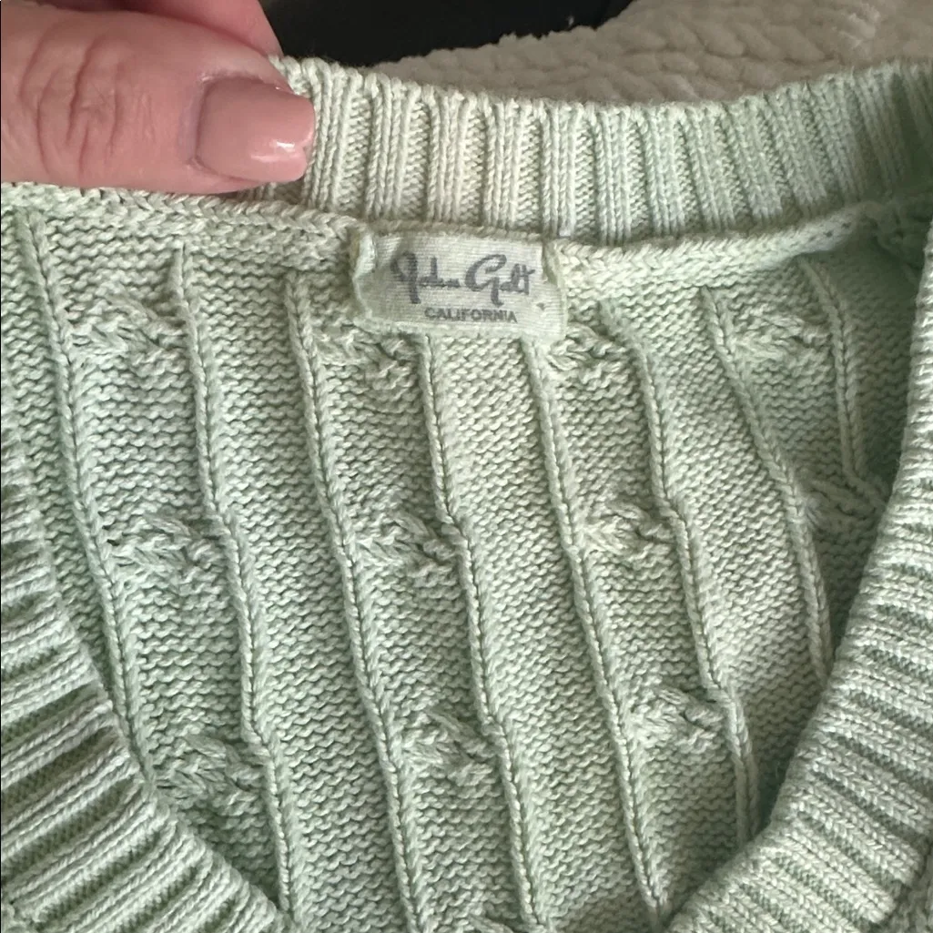 John Galt Light Green Cable Knit Sweater Vest - Image 3