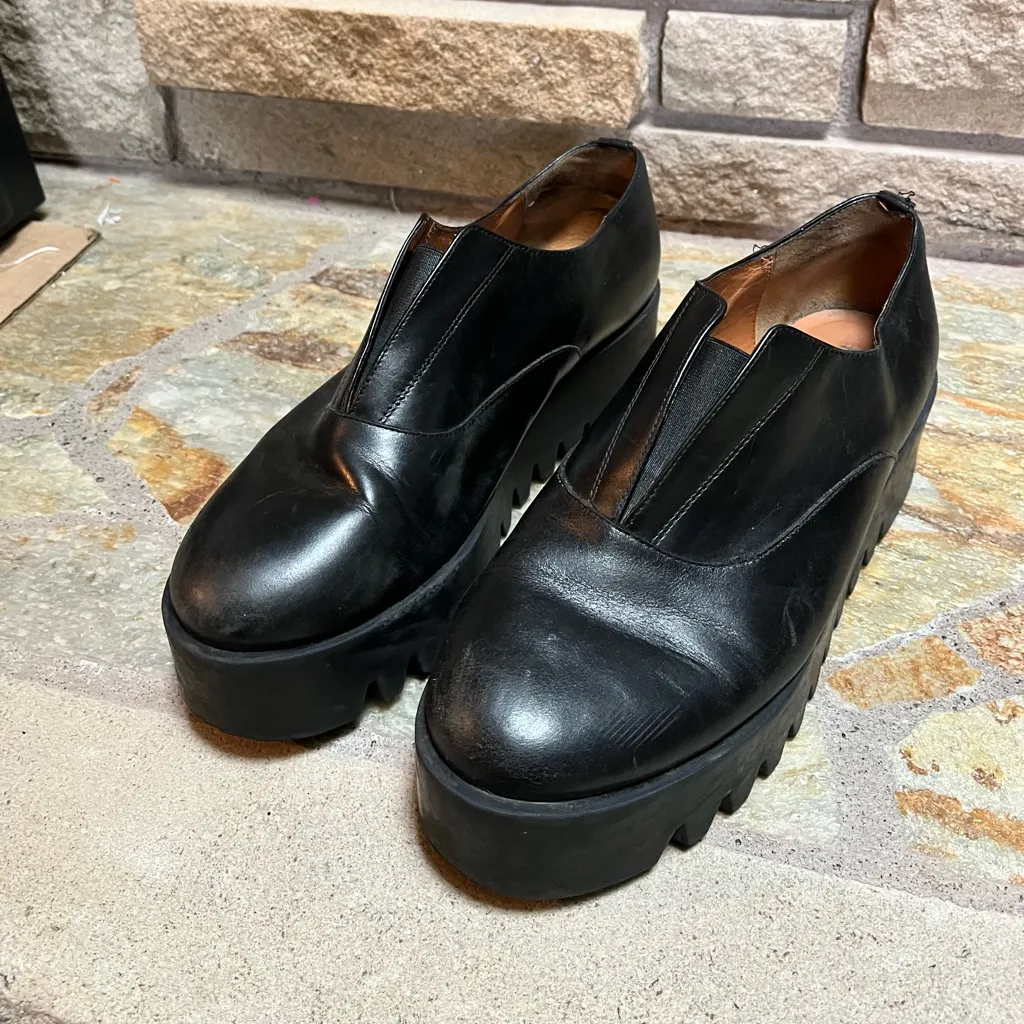 & Other Stories Black Leather Platform Derby Shoes Creepers 8.5 - Image 3