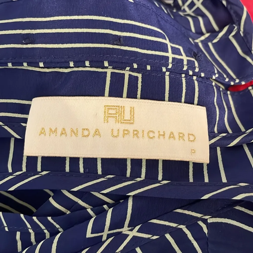 Amanda Uprichard Silk Navy Geometric Maxi Dress Size Small - Image 4