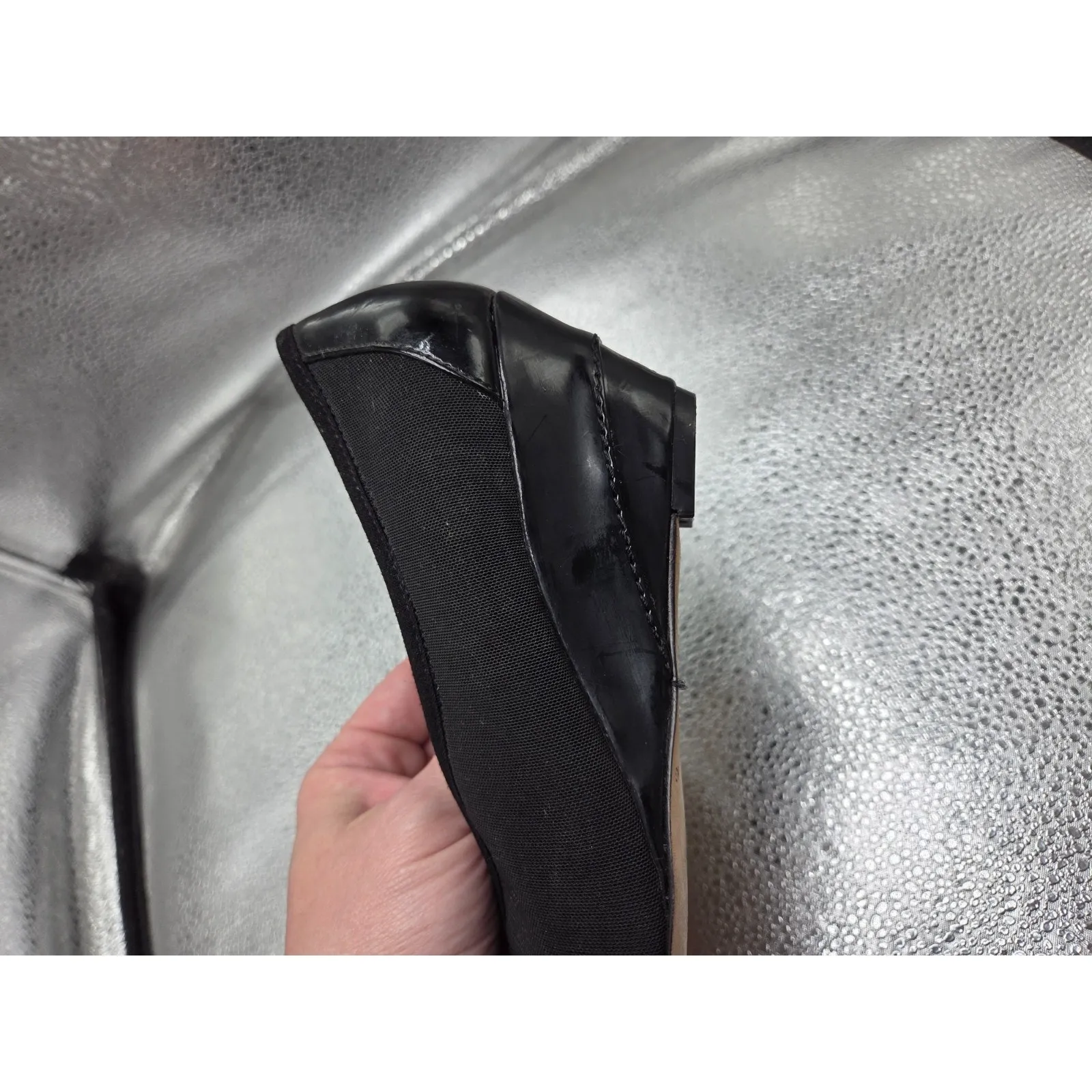 ARTURO CHIANG Holly Shoes Heels 6M Black Leather Peep Toe Wedge Fashion Pumps - Image 5