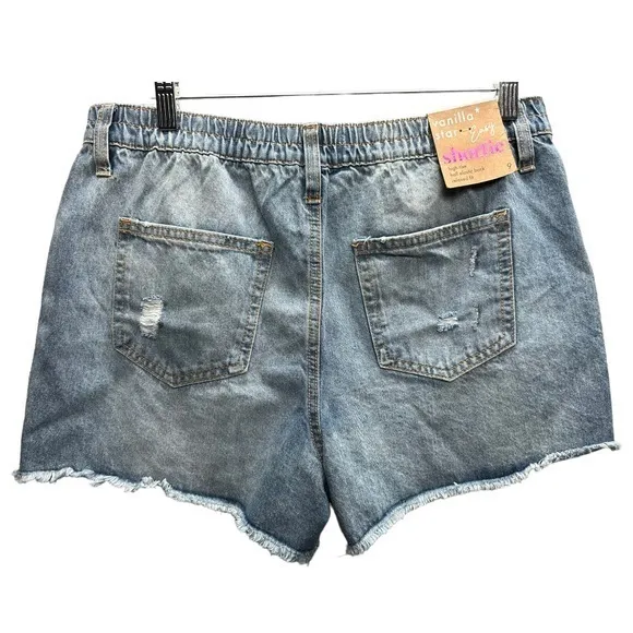 Vanilla Star High Rise Easy Shortie Distressed Denim Shorts Sz 9 NWT‎ Distressed - Image 5