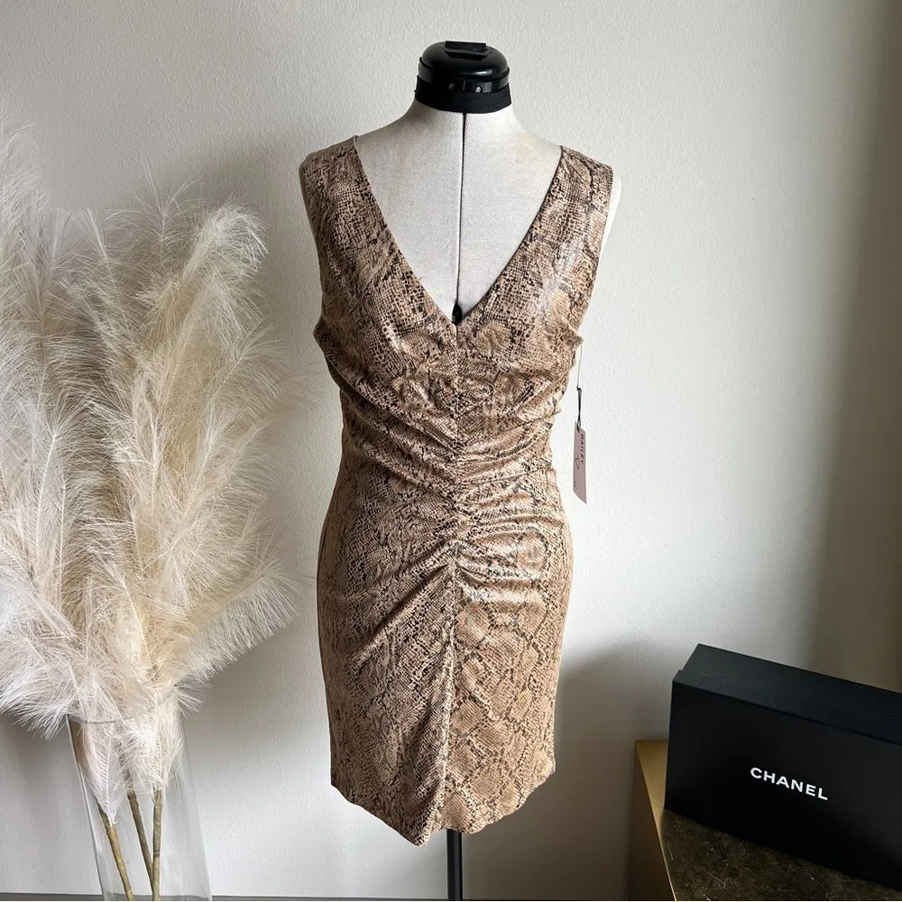 NWT  Sleeveless Neutral Tan Snake Mini Dress - Image 2