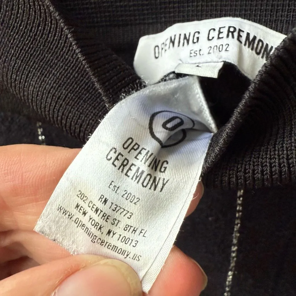 Opening Ceremony Black Knit Jogger Trousers Black Silver Stripe L - Image 7