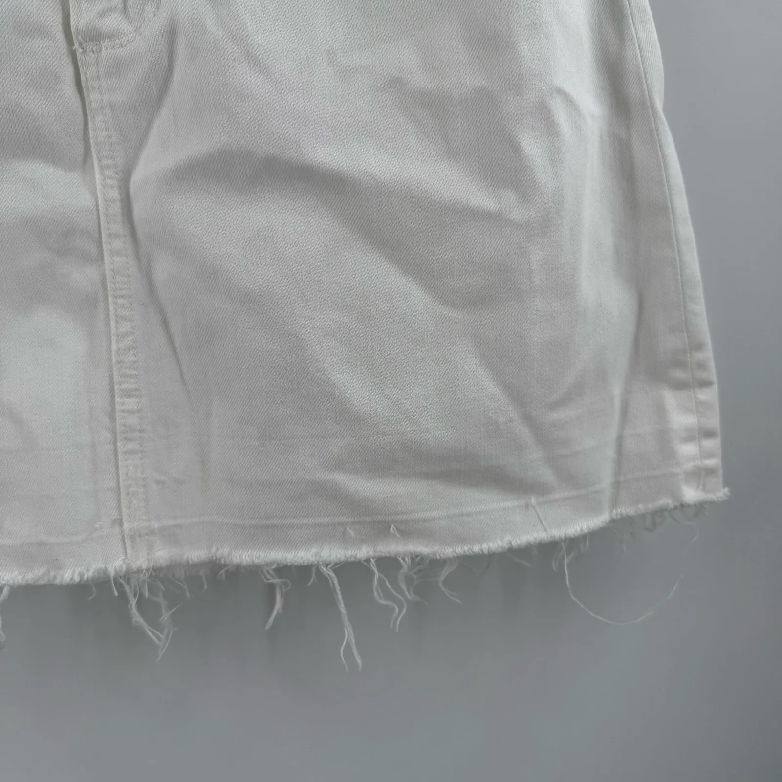 Paige Denim Aideen Skirt SZ 30 White Jean Cotton Lyocell Distress Raw Hem Button - Image 12