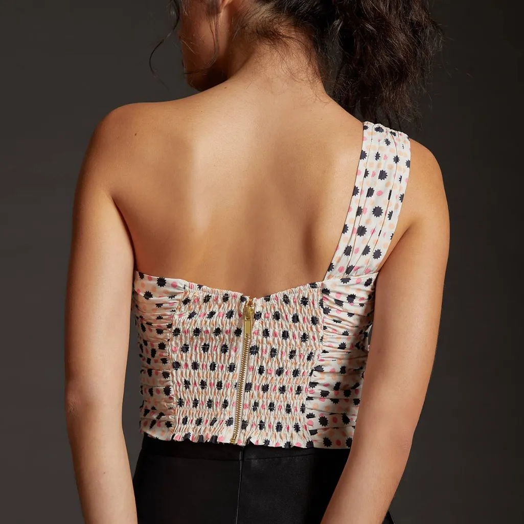 Anthro Maeve Neutral Motif Bow-Tie One-Shoulder Tank NWOT Sz 8 - Image 5