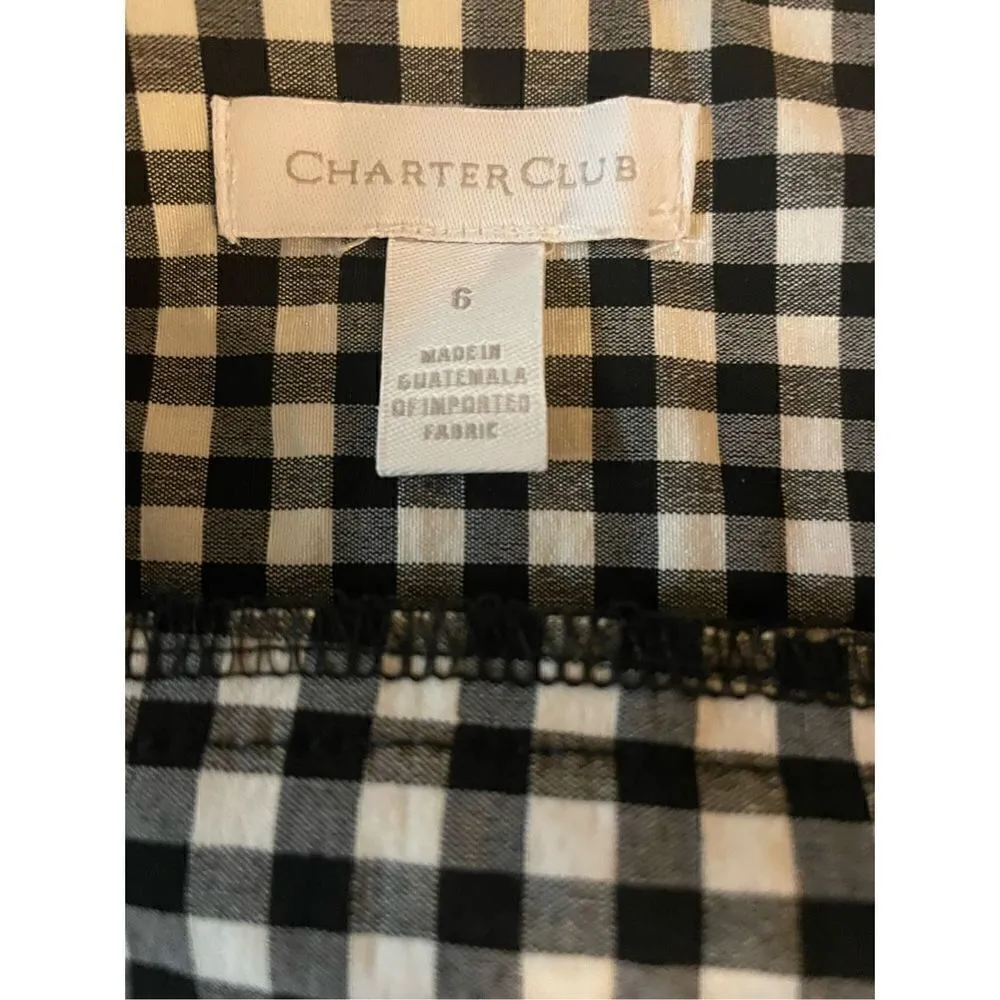 Charter Club Women' A-Line Skort Skirt Shorts Checkered Stretch Black Size 6 - Image 5
