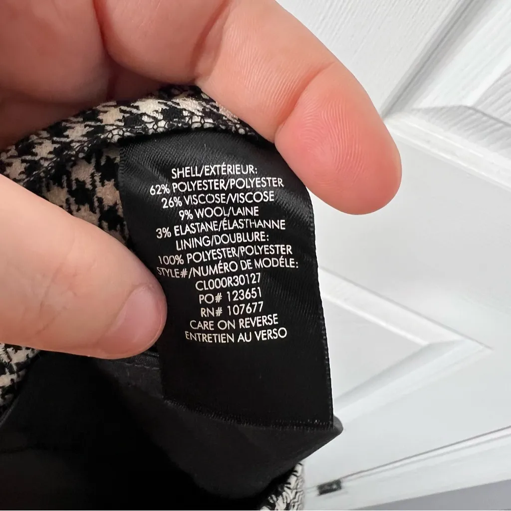 Sz 2 Alice & Olivia Zipper Ankle Pants Black White Houndstooth NWOT $295 MSRP - Image 12