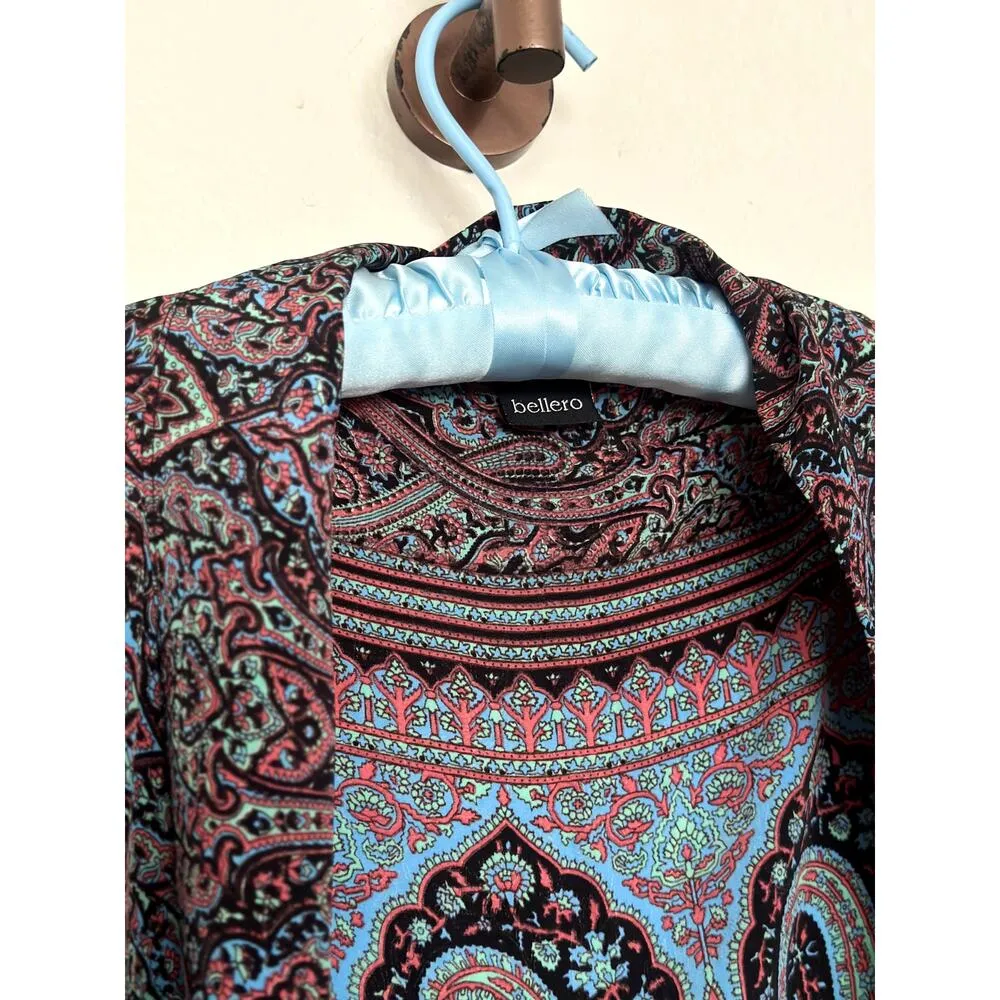 Silk Coverup Kimono Boho Whimsgoth Western Paisley Blue Pink Made in India Size undefined - Image 6