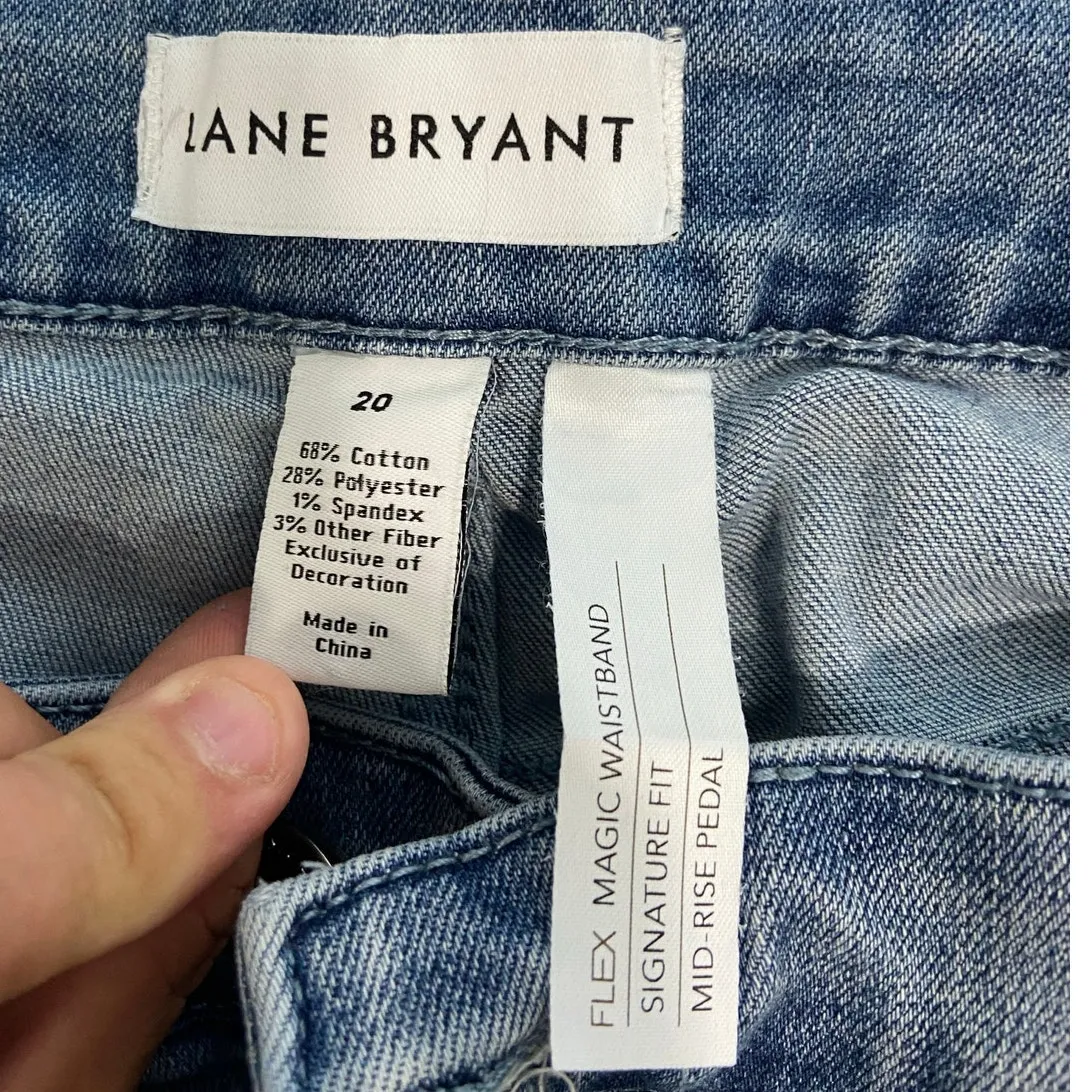 Lane Bryant Pedal Jeans Womens 20 Lace Cuff Cotton Blend 5 Pocket Mid Rise - Image 2