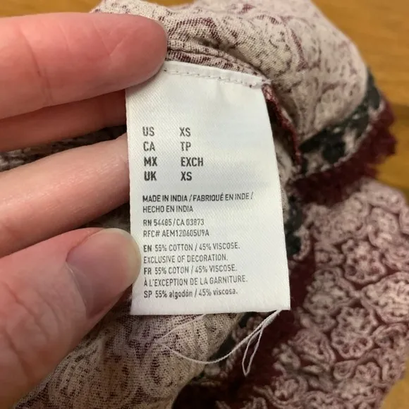 American Eagle Romper Womens‎ XS Red Boho Print Lace Up Tassel Detail Summer - Image 6