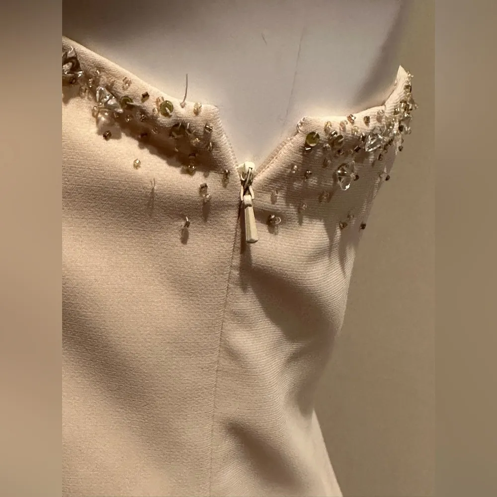 Liz Claiborne One Shoulder Crean Color Sequence Wedding Occasion, Dress Size 8P - Image 9