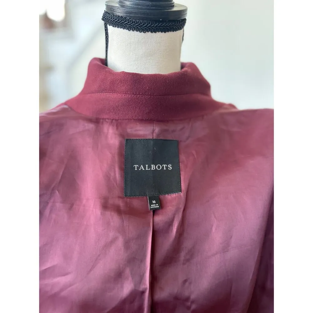 Talbots Burgundy Red Button Front Knee Length Peacoat - Image 6