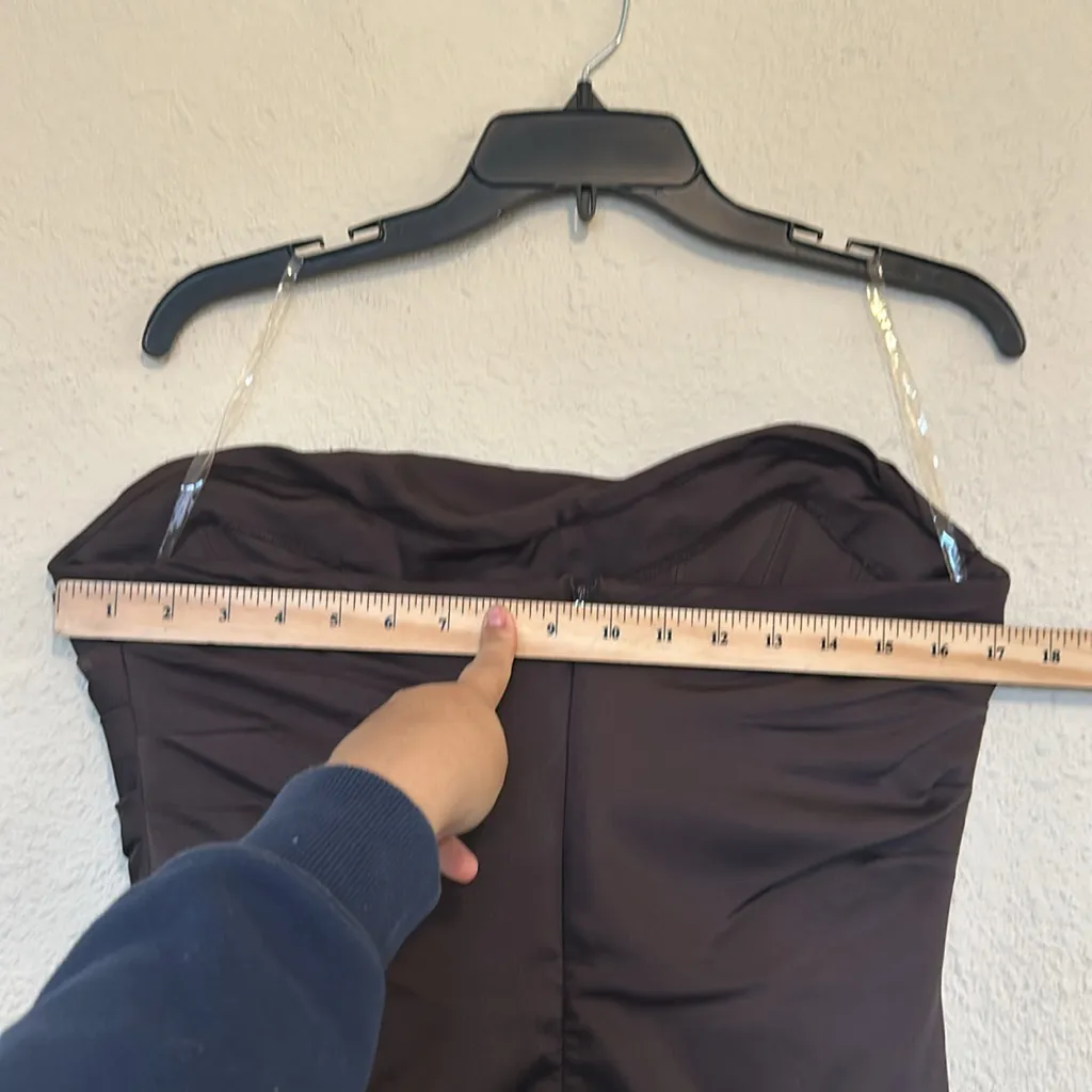 HOUSE OF CB 'Jasmine' Chocolate Draped Strapless Corset Dress NWOT size L - Image 8