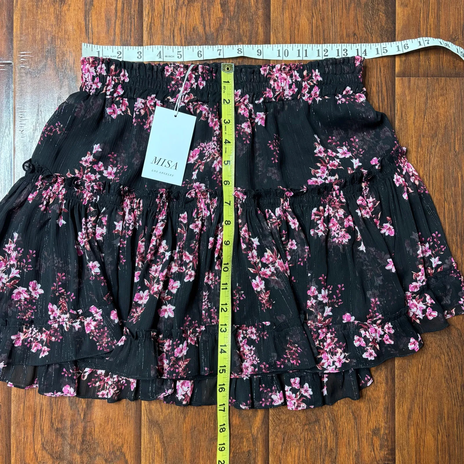 Misa Los Angeles Marion Black Floral Mini Skirt S - Image 6