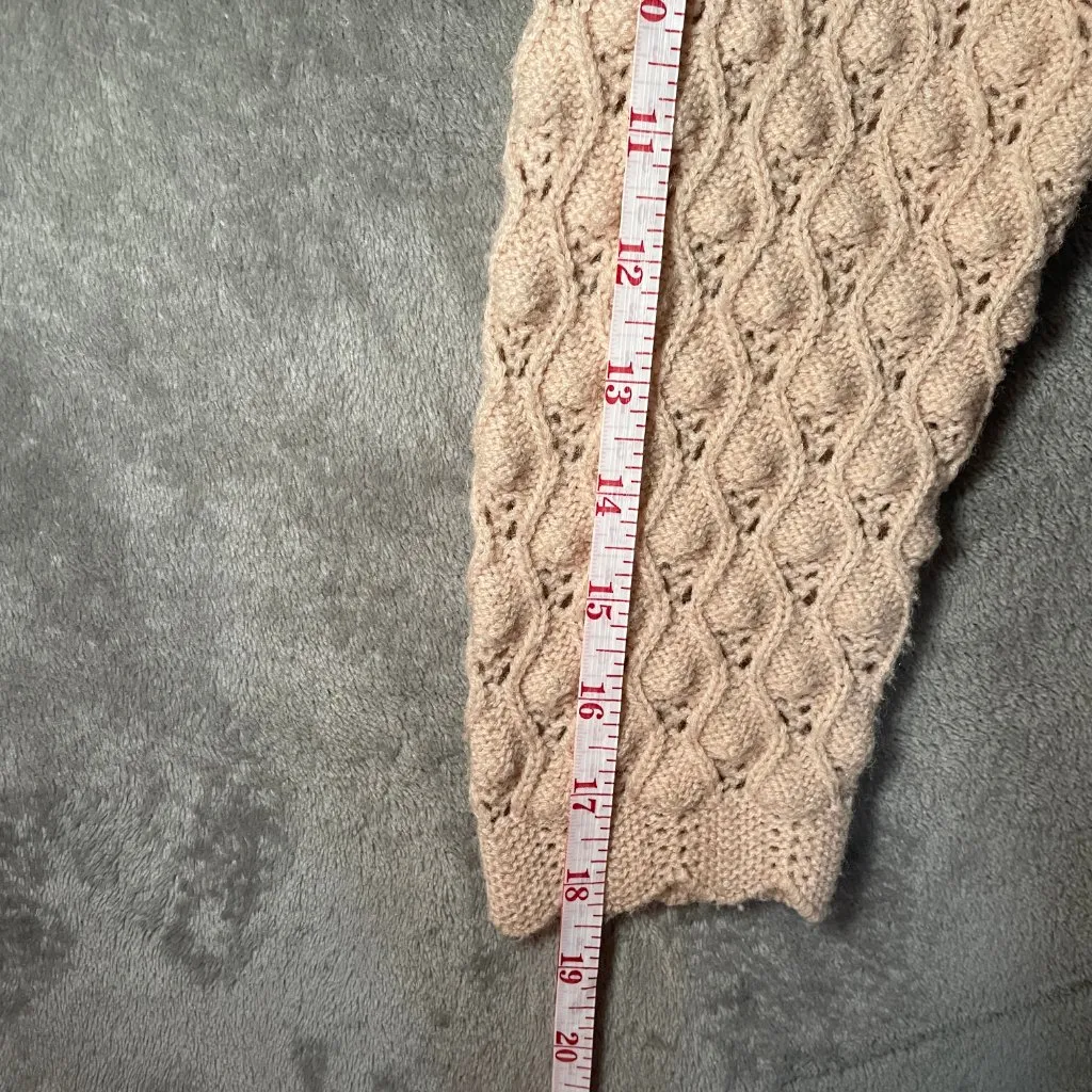 Vintage 60s Sherry Gale Crochet Beige/Cream Cardigan Sweater Size S/M Tan Size M - Image 6