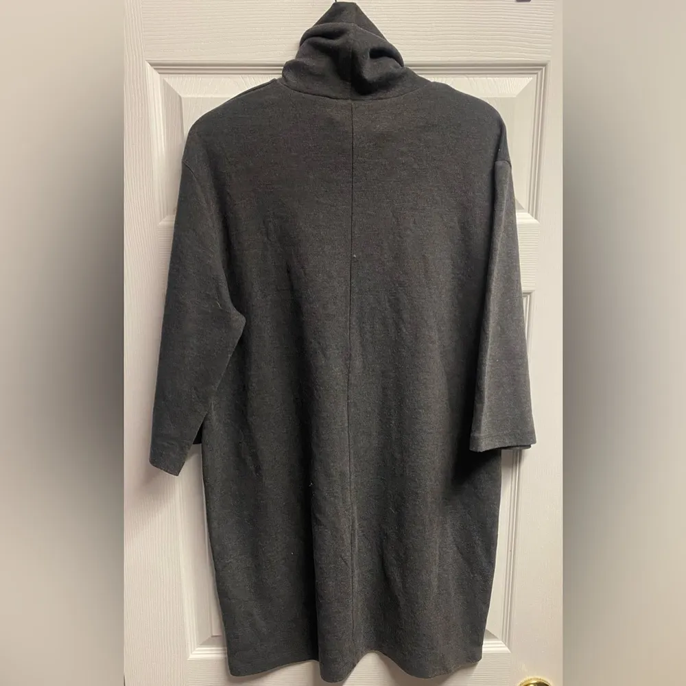 Zara Cowl Neck/ Turtleneck Cotton Blend 3/4 Sleeve Dress In Dark Gray Size Large - Image 5
