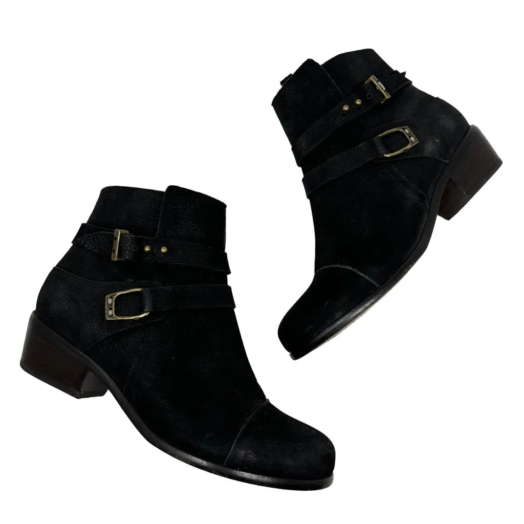 Joie Gypsy Ankle Boot Size 36 US 6 Black Suede Leather Bootie Low Heel - Image 2