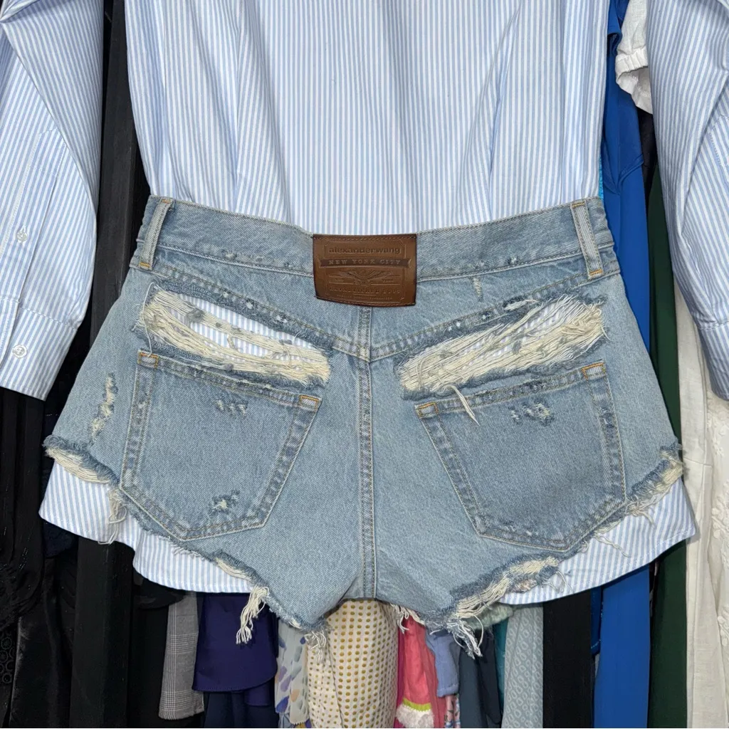 Alexander Wang Prestyled Button Down Denim Romper in Light Worn Indigo - Image 13