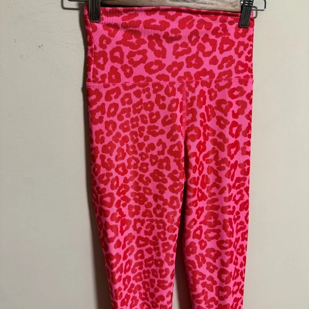 Beach Riot Ayla Legging in Famous High Risk Red Leopard Pink Ribbed- Size XS - Image 5