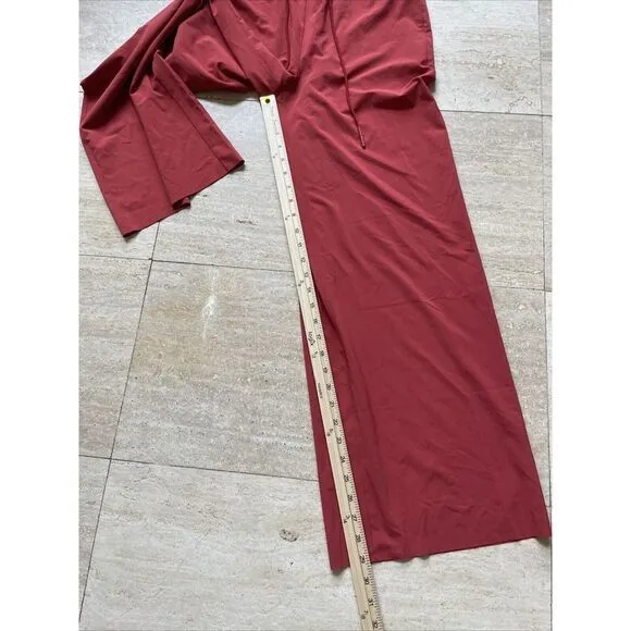 Athleta Savannah Jumpsuit Size 2 Currant‎ Red V-neck Wide Leg Athleisure Travel - Image 4