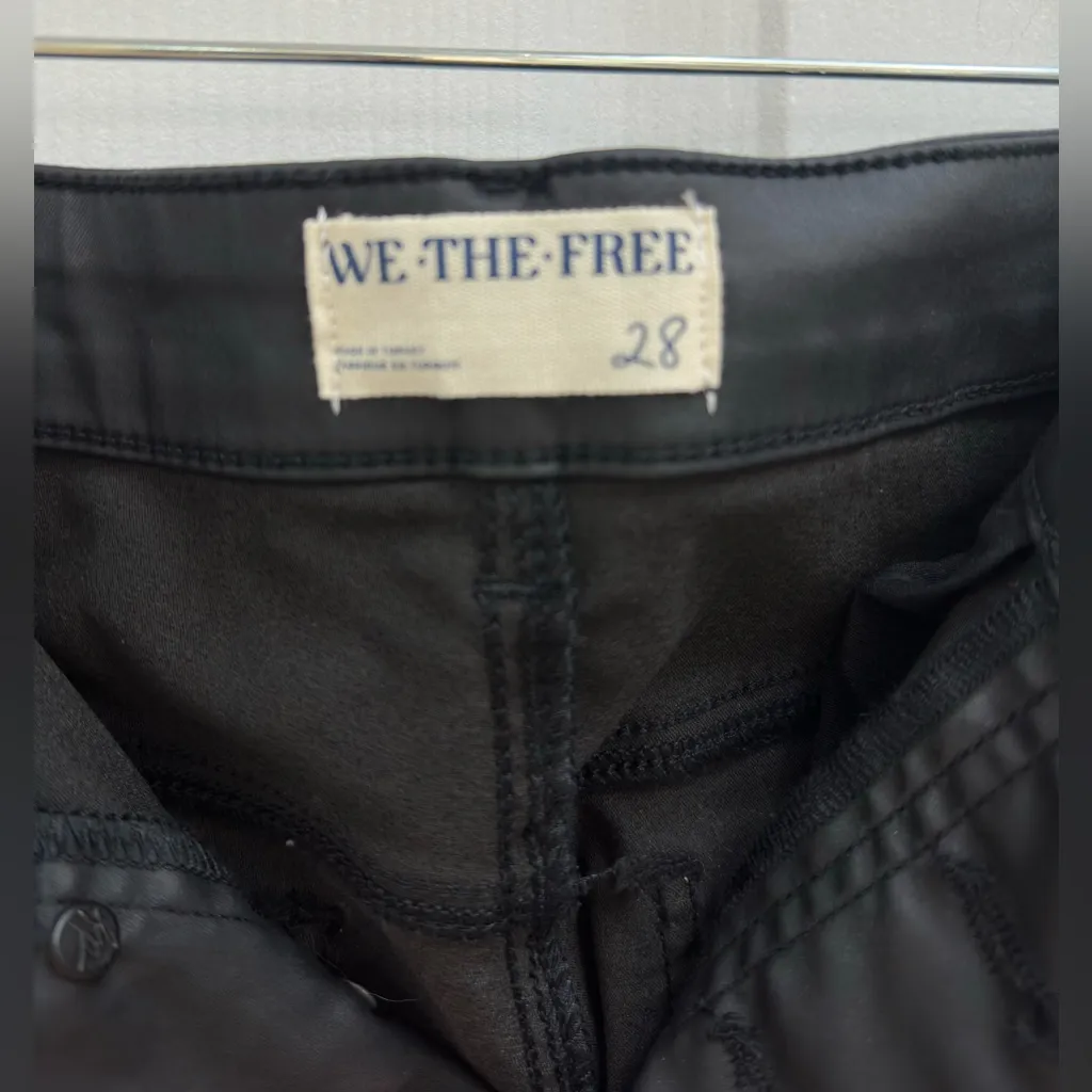 We The Free Pacifica High Rise Straight Leg Black Faux Leather Pants Zs 28  New! - Image 2