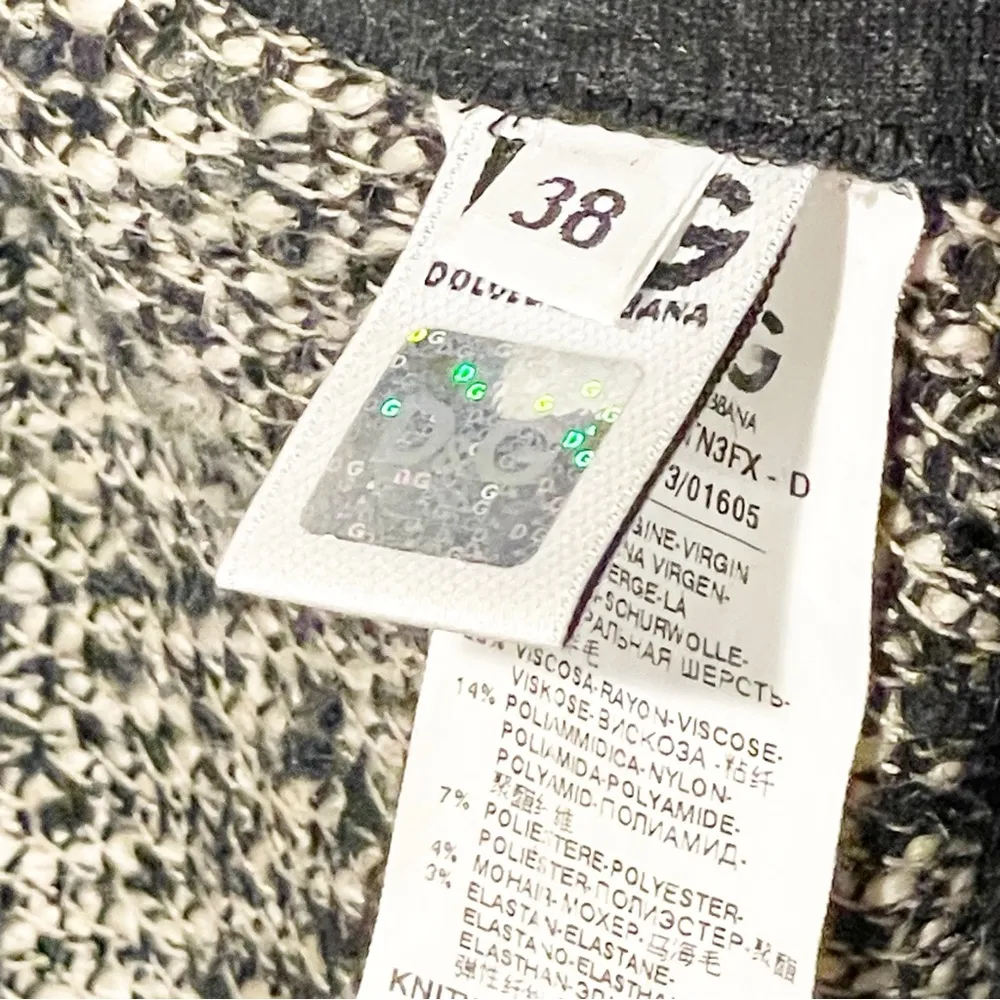 Dolce & Gabbana D&G Size 38 Classic Knitted Tweed Pencil Dress Lana Wool Blend - Image 6