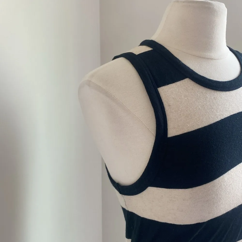 JAMES PERSE Striped Tank Womens Sz Medium Black Cream Rugby Stripe Linen Blend - Image 2