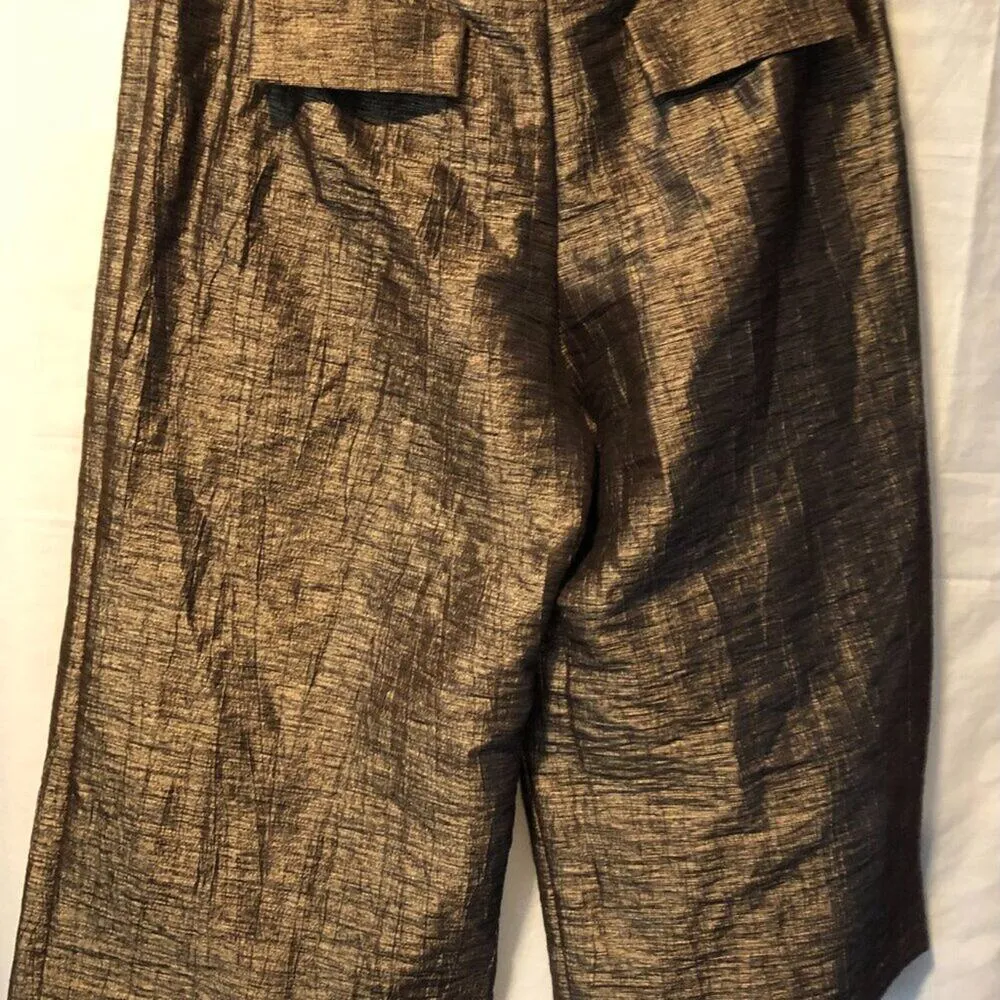 Cache Expresso Textured Crop Gaucho Pant New Poly Linen Blend Cropped NWT $118 - Image 9