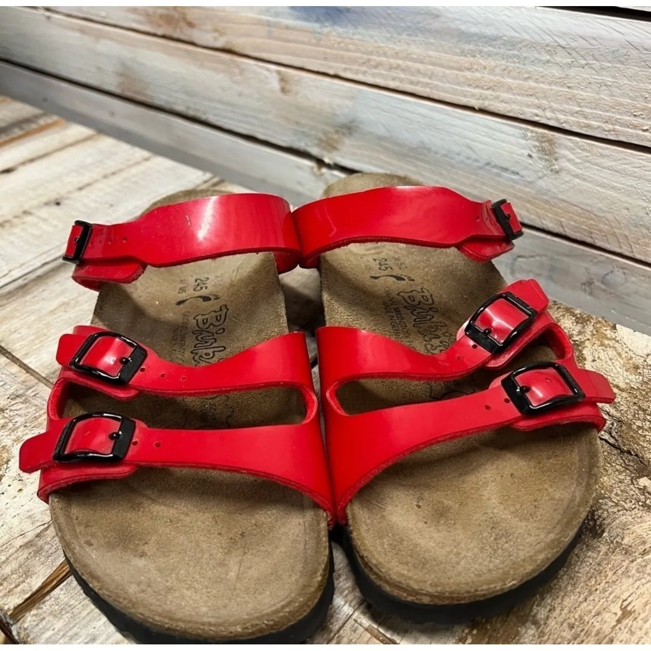 Birkenstock Florida Sandals Havana Red Patent Birko-Flor W Sz 7 (EU 38) Narrow - Image 3