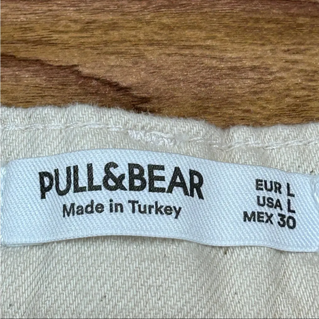 Pull&Bear Ivory Denim Maxi Skirt Front Slit 100% Cotton - Image 7