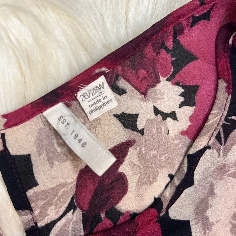 Est. 1946 burgundy floral ruffled sleeved blouse sz 26/28W - Image 2