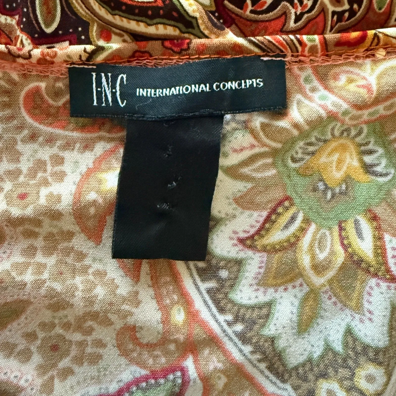 VTG Y2K International 3/4 Sleeve Babydoll V Neck Sequins Paisley Fairy Top No Sz Orange Size undefined - Image 4