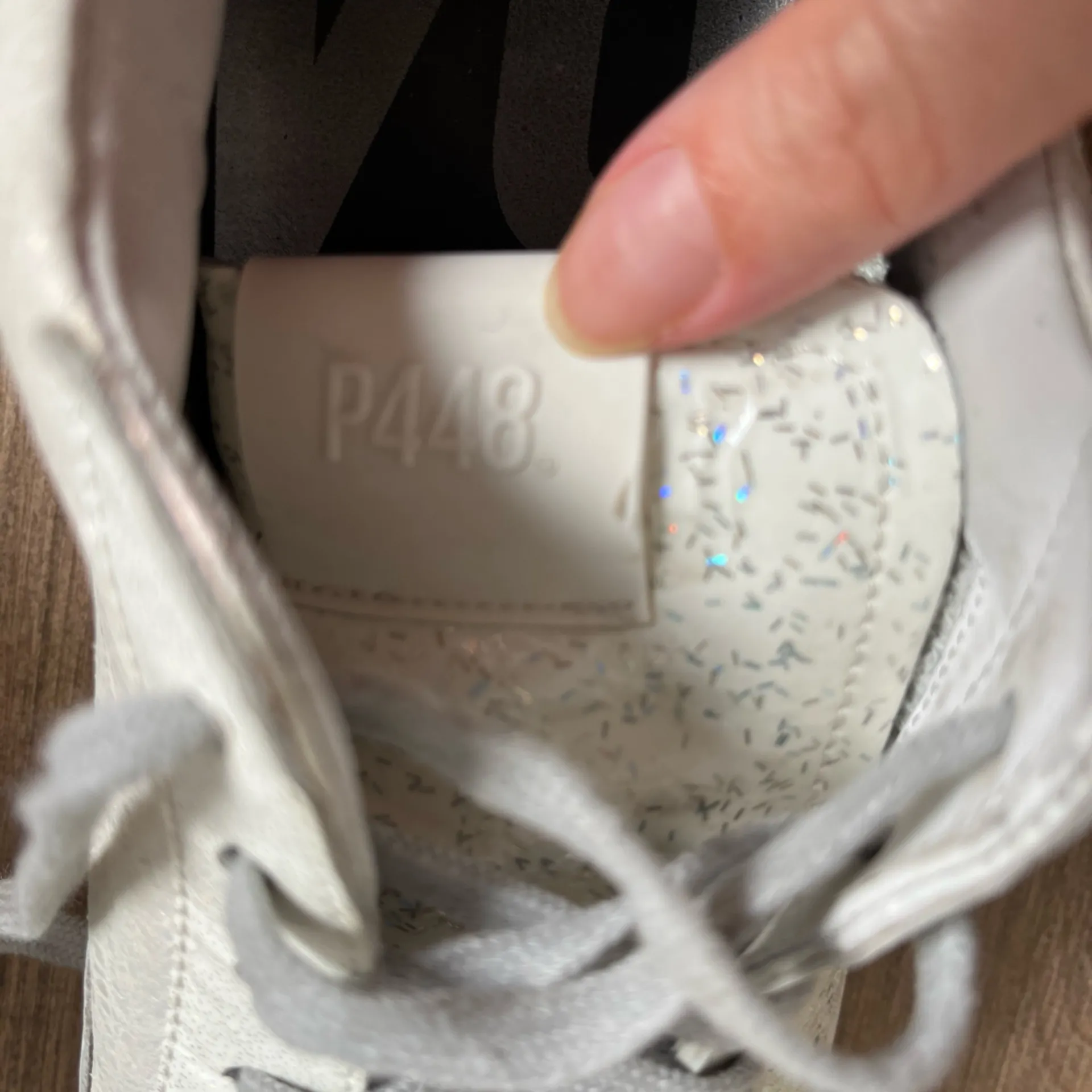 P448 John pearl glitter leather monochrome sneakers size 38 - Image 5