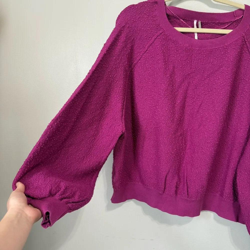 Free People Found My Friend Pullover Sweater in Wild Aster Pink Magenta Size XL - Image 4
