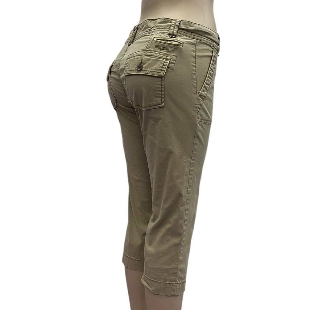 Y2K Polo Jeans Co Ralph Lauren Low Rise Chino Cotton Blend Capri Pants Womens 8 Tan - Image 4