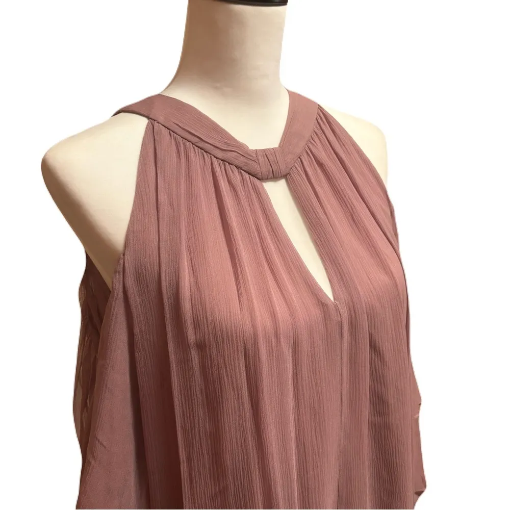 NWT |  Dark Lavender Silk Cold Shoulder Dress | XS - Image 2