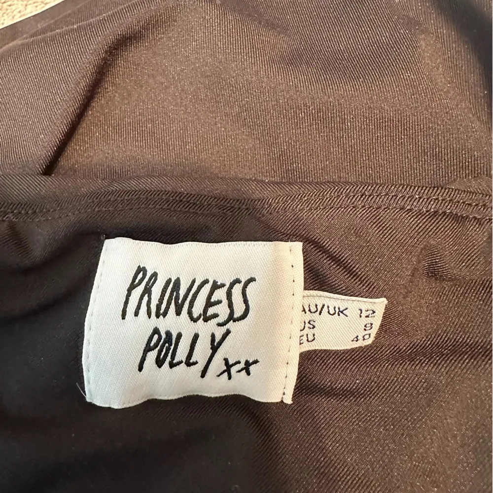 Princess Polly Black Ruched Asymmetrical Hem Midi Dress Size US 8 - Image 4