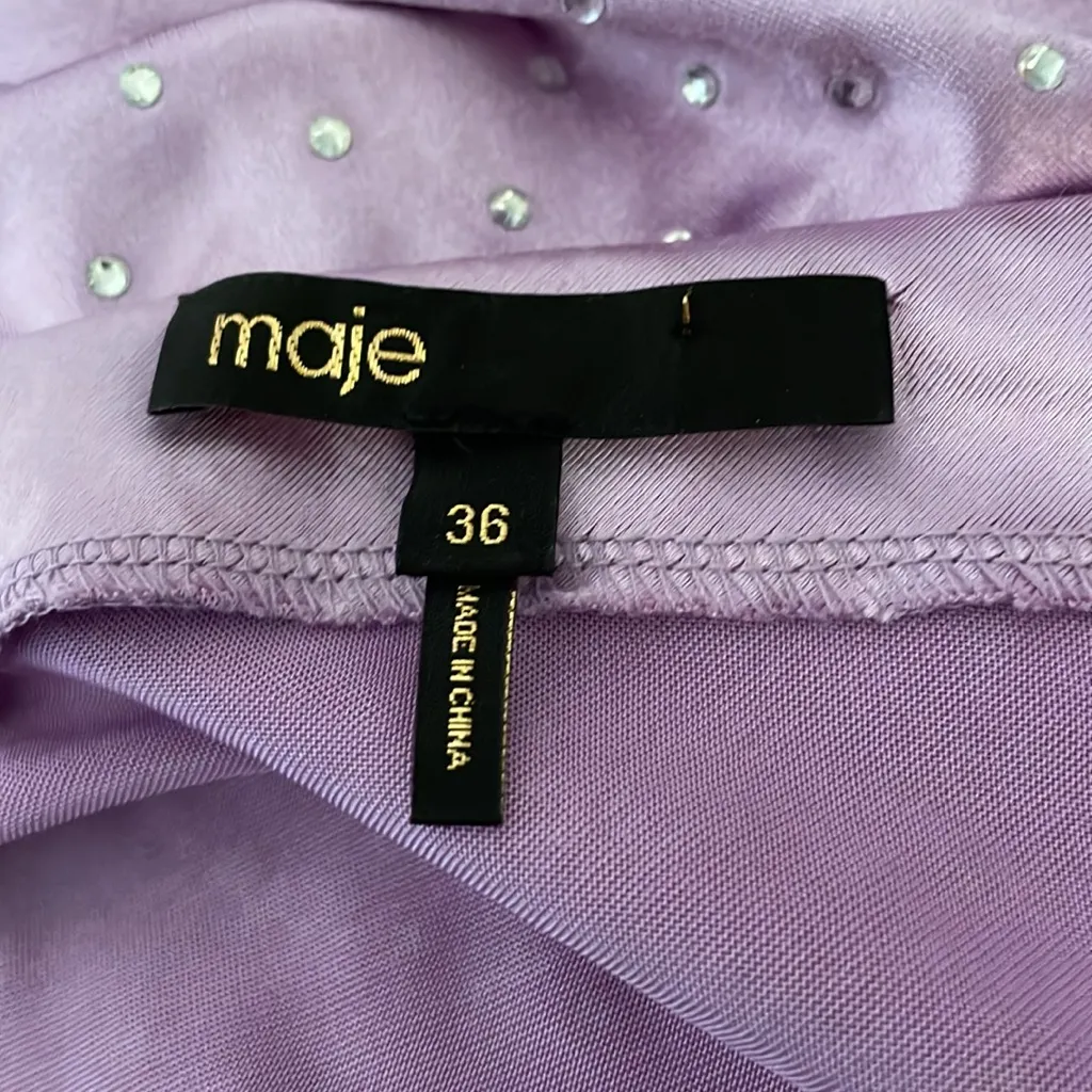 Maje One-Shoulder Lilac Dress Size US Small FR 36 - Image 8